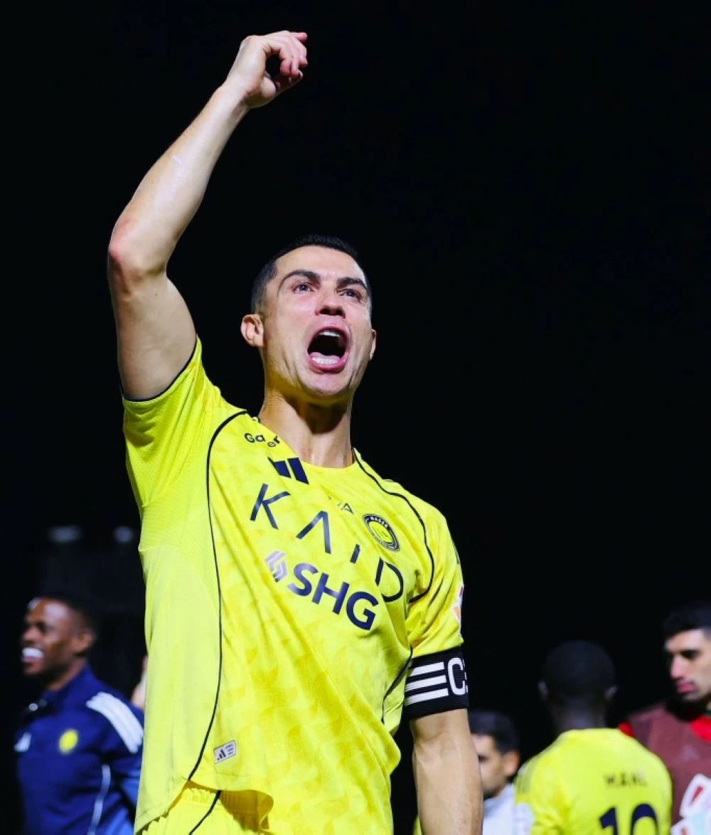 فرحة قائد فريق النصر كريستيانو رونالدو  بالفوز