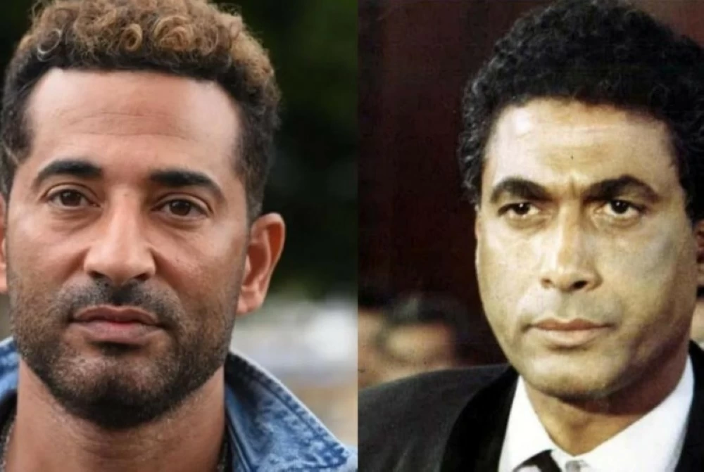 الفنان المصري الراحل أحمد زكي والفنان المصري عمرو سعد.