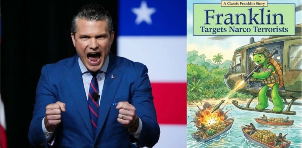 هيغسيث نشر صورة تُظهر فرانكلين مرتدياً زياً عسكرياً كاملاً وهو يطلق صاروخاً من على متن مروحية.