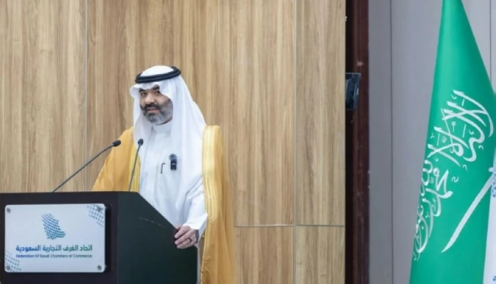  الوزير السواحة، خلال عقده لقاءً موسعًا مع قطاع الأعمال في مقر اتحاد الغرف السعودية، بحضور رئيس الاتحاد حسن الحويزي، ورؤساء اللجان الوطنية، ومجالس الأعمال الأجنبية، وعدد من ممثلي الشركات. (واس)