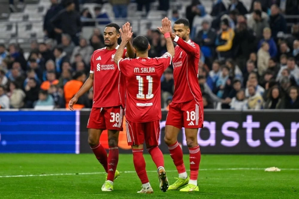 من مباراة ليفربول وأولمبيك مارسيليا.