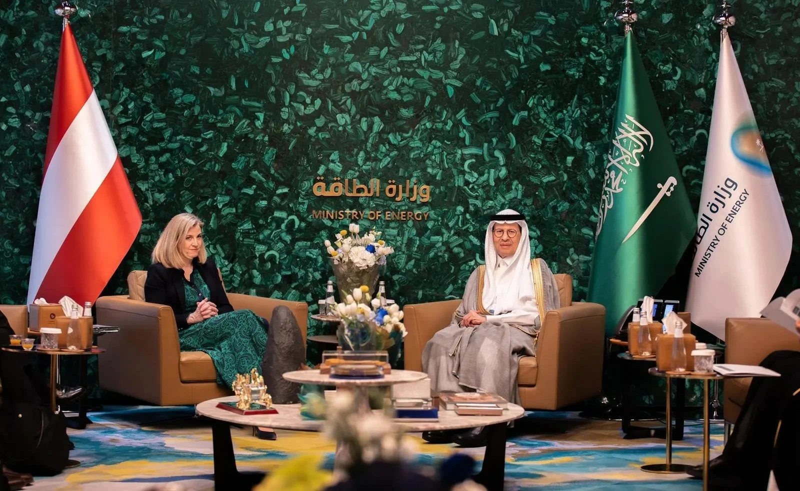وزير الطاقة يلتقي وزيرة الشؤون الأوروبية والدولية لجمهورية النمسا