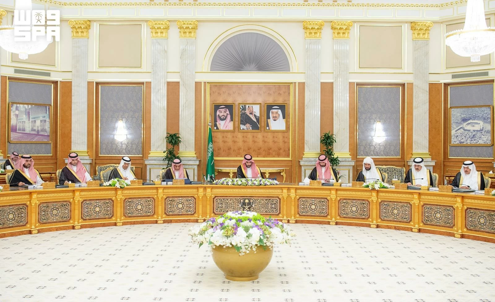 جانب من جلسة مجلس الوزراء اليوم. (واس).