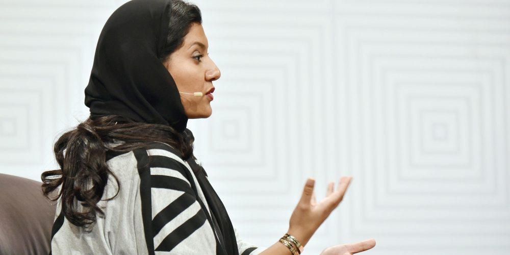 AUSTIN, TX - MARCH 14:  Princess Reema Bint Bandar Al Saud speaks onstage at 'Princess Reema's Mission to Empower Saudi Women' during the 2015 SXSW Music, Film   Interactive Festival at Austin Convention Center on March 14, 2015 in Austin, Texas.  (Photo by Amy E. Price/Getty Images for SXSW)