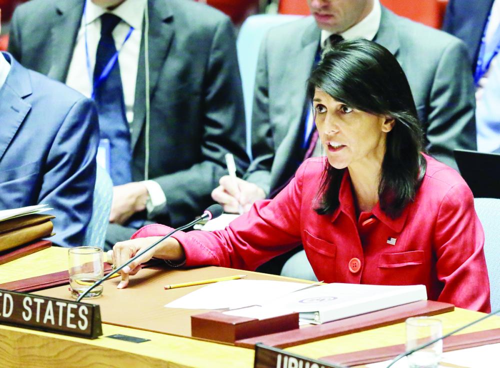



 نيكي هيلي خلال جلسة سابقة في مجلس الأمن.