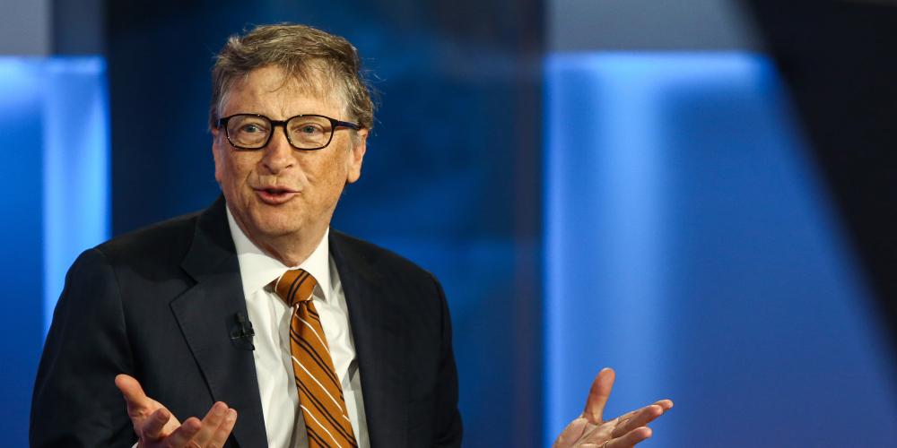 Bill Gates, co-founder of the Bill & Melinda Gates Foundation, speaks during a Bloomberg Television interview in New York, U.S., on Tuesday, Feb. 23, 2016. Gates, also a co-founder of Microsoft spoke about his view of Apple's battle against an FBI court order to unlock an iPhone belonging to a shooter involved in the San Bernardino, California terror attack and the need for a balance between privacy and government access. Photographer: Chris Goodney/Bloomberg via Getty Images 