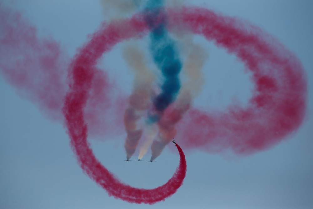 The Saudi Hawks aerobatic team of the Royal Saudi Air Force take part in the Malta International Airshow at SmartCity Malta outside Kalkara, Malta, September 23, 2017. REUTERS/Darrin Zammit Lupi