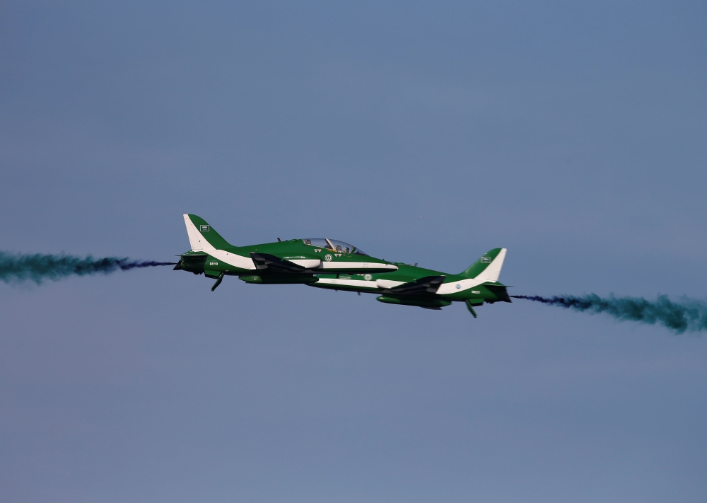 The Saudi Hawks aerobatic team of the Royal Saudi Air Force take part in the Malta International Airshow at SmartCity Malta outside Kalkara, Malta, September 23, 2017. REUTERS/Darrin Zammit Lupi