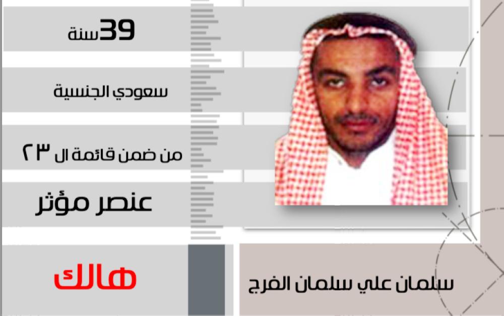 الهالك سلمان الفرج أحد المتورطين بقتل الشيخ محمد الجيراني. (عكاظ)