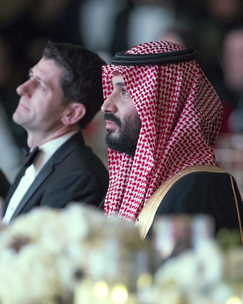 A handout picture provided by the Saudi Royal Palace on March 22, 2018 shows Saudi Crown Prince Mohammed bin Salman (C-R) and US Speaker of the House, Paul Ryan (C-L), Republican of Wisconsin, attending the Saudi-US Partnership Gala event in Washington, DC. - RESTRICTED TO EDITORIAL USE - MANDATORY CREDIT «AFP PHOTO / SAUDI ROYAL PALACE / BANDAR AL-JALOUD» - NO MARKETING - NO ADVERTISING CAMPAIGNS - DISTRIBUTED AS A SERVICE TO CLIENTS / AFP / Saudi Royal Palace / BANDAR AL-JALOUD / RESTRICTED TO EDITORIAL USE - MANDATORY CREDIT «AFP PHOTO / SAUDI ROYAL PALACE / BANDAR AL-JALOUD» - NO MARKETING - NO ADVERTISING CAMPAIGNS - DISTRIBUTED AS A SERVICE TO CLIENTS 