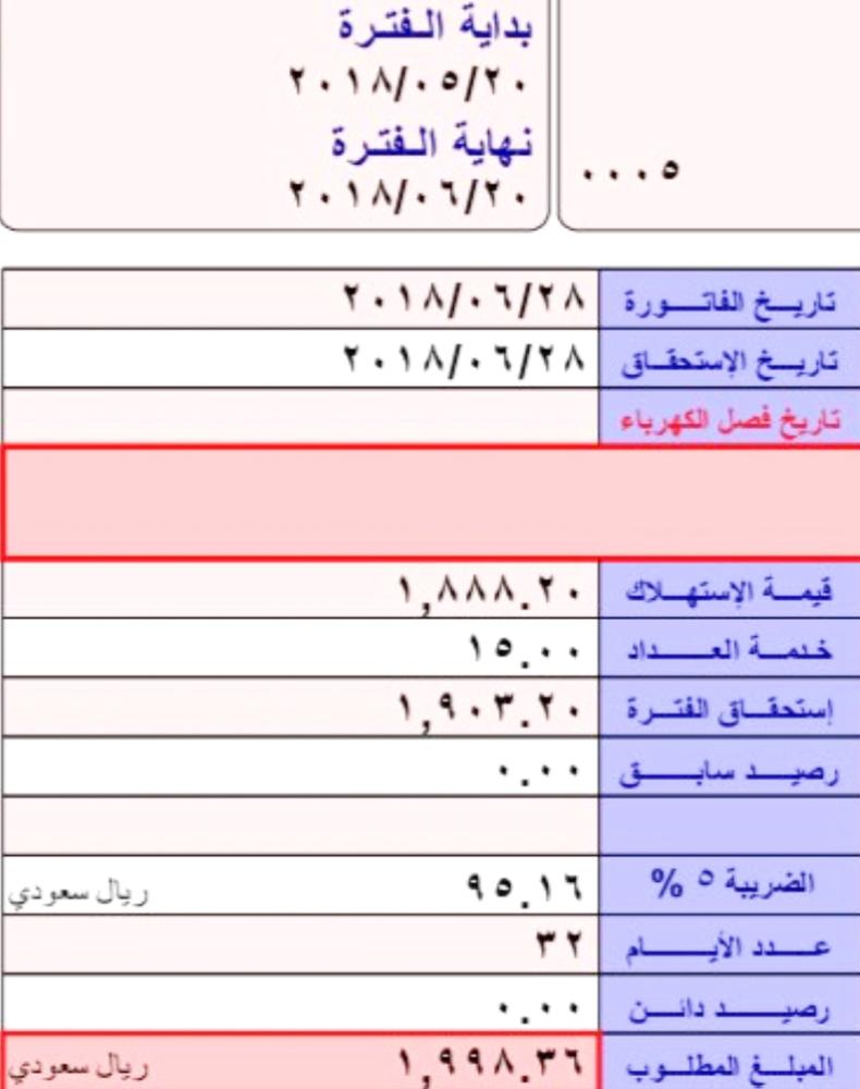 طالع فاتورة الكهرباء مارس 2020 برقم العداد الشركة السعودية