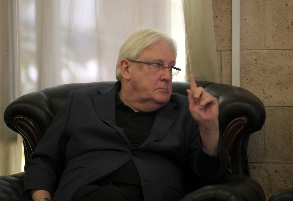 Martin Griffiths, the United Nation's special envoy for Yemen, is pictured upon his arrival at Sanaa international airport on July 25, 2018. The conflict between Yemen's Iran-backed Huthi rebels and the recognised government, allied with Saudi Arabia, has claimed nearly 10,000 lives since 2015. The multi-faceted conflict has pushed the Arabian peninsula's poorest country to the brink of famine, triggering what the United Nations says is the world's worst humanitarian crisis.
 / AFP / MOHAMMED HUWAIS
