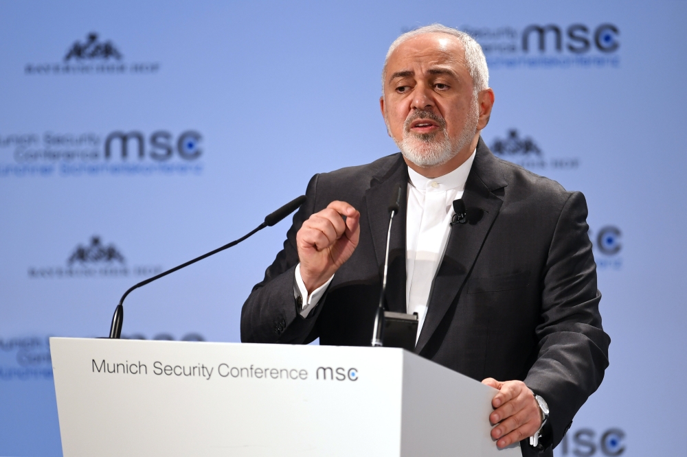 Iran's Foreign Minister Mohammad Javad Zarif speaks during the annual Munich Security Conference in Munich, Germany February 17, 2019. REUTERS/Andreas Gebert