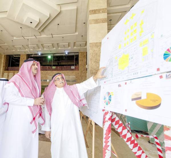 



الأمير فيصل بن سلمان خلال تفقده سير العمل في مشروع المستشفى.
