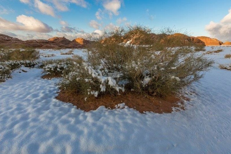 ثلوج خفيفة على منطقتي الجوف والحدود الشمالية 