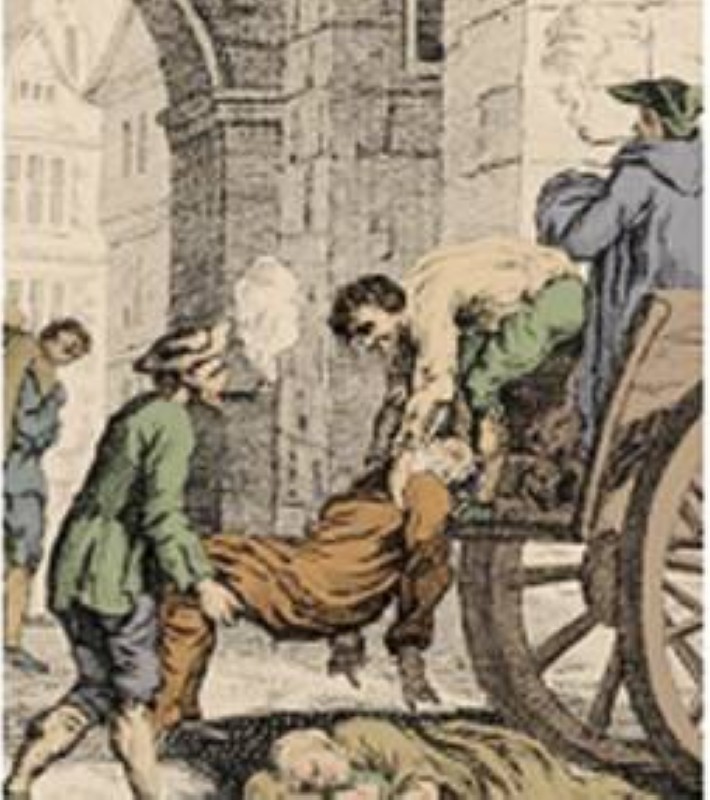 من مشاهد الطاعون الذي اجتاح لندن في عام 1665.