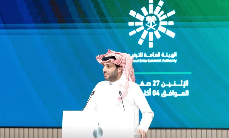 



تركي آل الشيخ خلال المؤتمر.