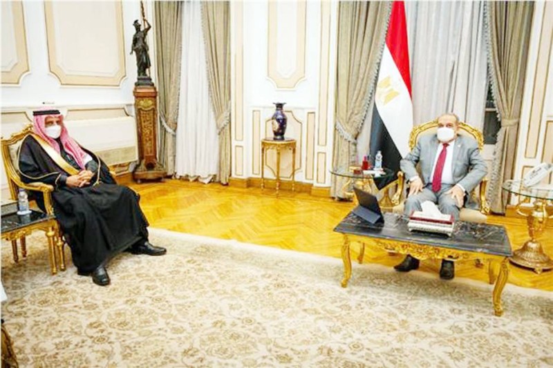 



مرسي أثناء لقائه محمد الماضي رئيس المؤسسة العامة للصناعات في القاهرة. (واس)