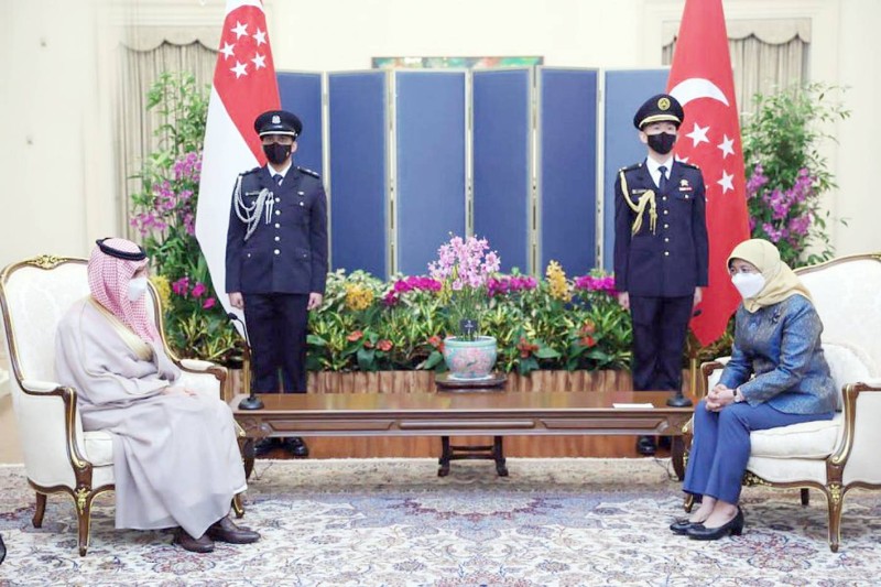 



	 الأمير فيصل بن فرحان خلال لقائه رئيسة جمهورية سنغافورة الرئيسة حليمة يعقوب.
