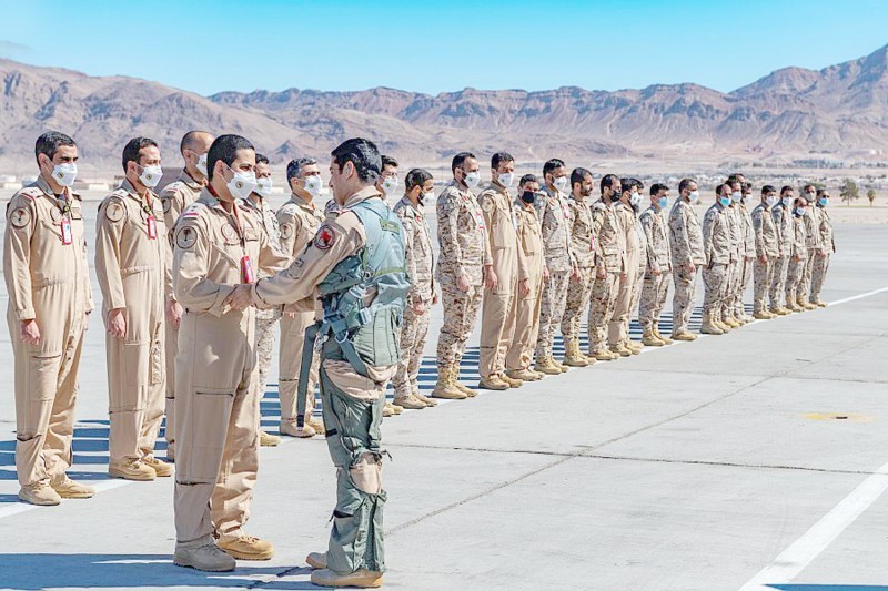 



     القوات الجوية الملكية السعودية المشاركة خلال وصولها إلى قاعدة «نلس» .