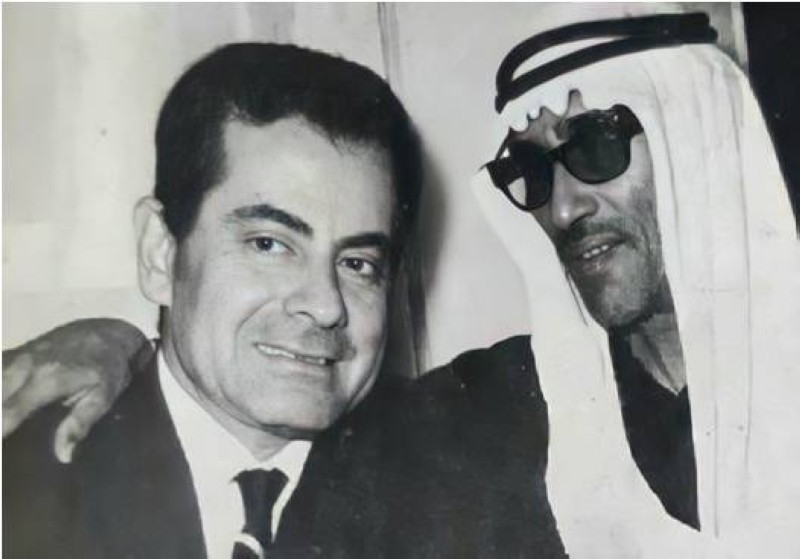 الراشد مع الموسيقار فريد الأطرش عام 1966م.