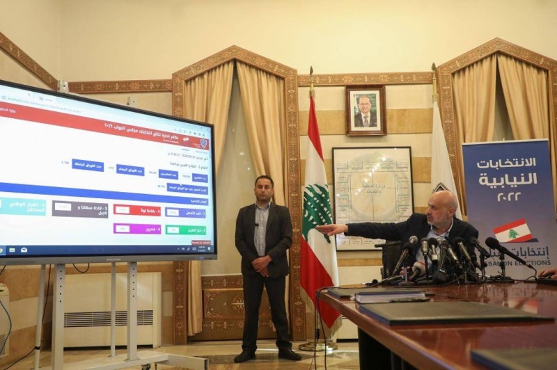 وزير الداخلية اللبناني خلال إعلان النتائج