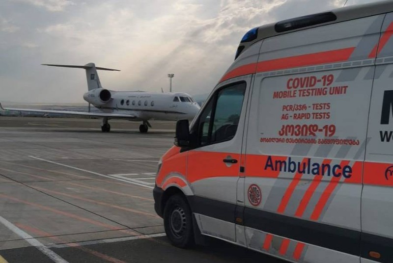 طائرة الإخلاء الطبي لنقل المواطنة من تبليسي في جورجيا لاستكمال علاجها في السعودية