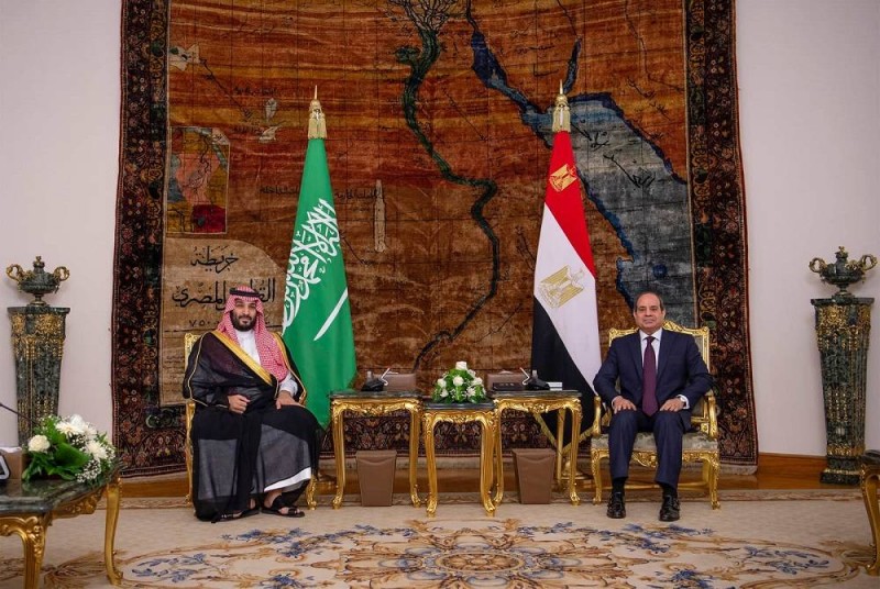 الأمير محمد بن سلمان والرئيس السيسي في اللقاء الثنائي بقصر الاتحادية