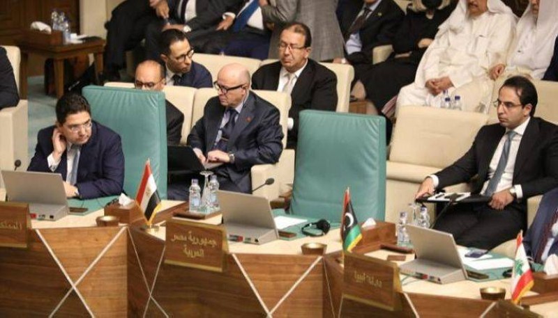 مقعد الوفد المصري شاغرا خلال الاجتماع الوزاري العربي في القاهرة.