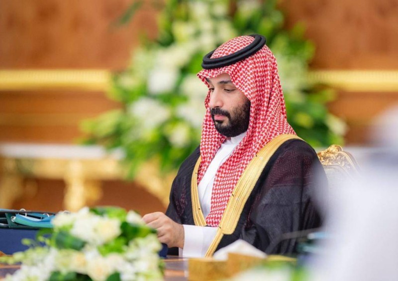 ولي العهد الأمير محمد بن سلمان خلال جلسة مجلس الوزراء اليوم (بندر الجلعود)