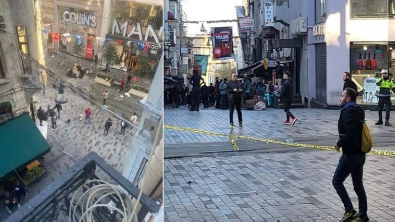 مسرح حادثة التفجير في منطقة تقسيم بوسط إسطنبول