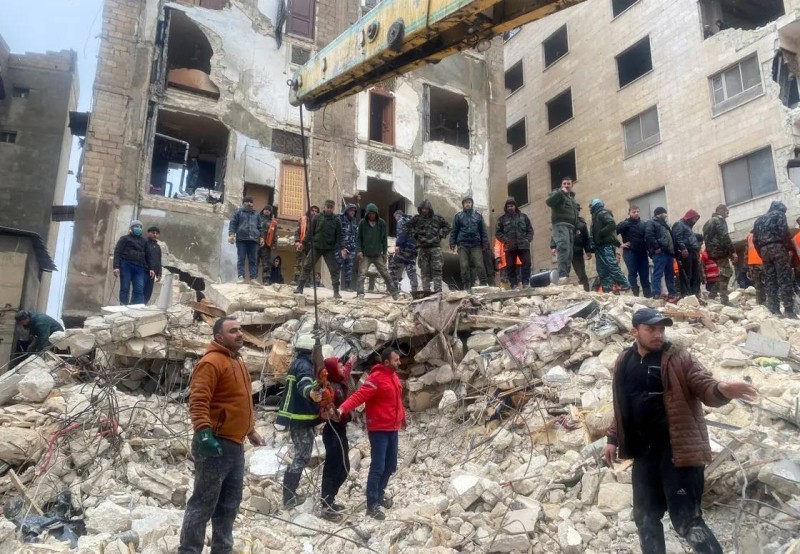 الدمار الذي خلفه الزلزال في سورية.
