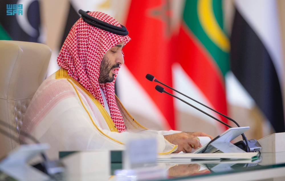 ولي العهد الأمير محمد بن سلمان ملقيا الكلمة في القمة العربية