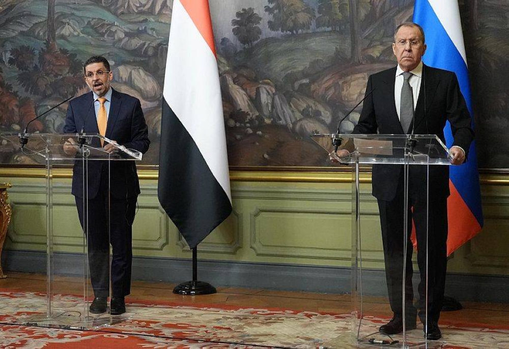 المؤتمر الصحفي لرئيس الوزراء اليمني ووزير الخارجية الروسي.