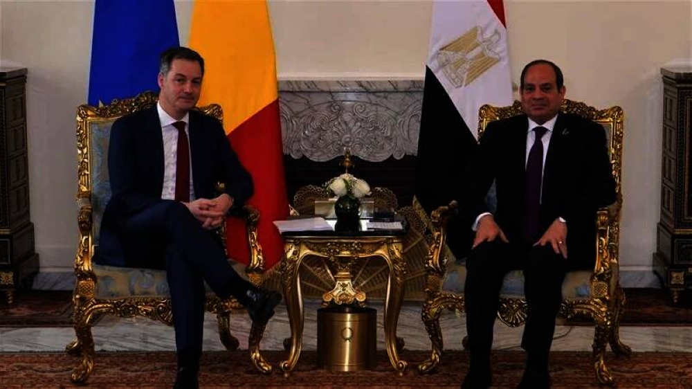 الرئيس المصري عبد الفتاح السيسي يلتقي رئيس الوزراء البلجيكي ألكسندر دي كروو في القاهرة.