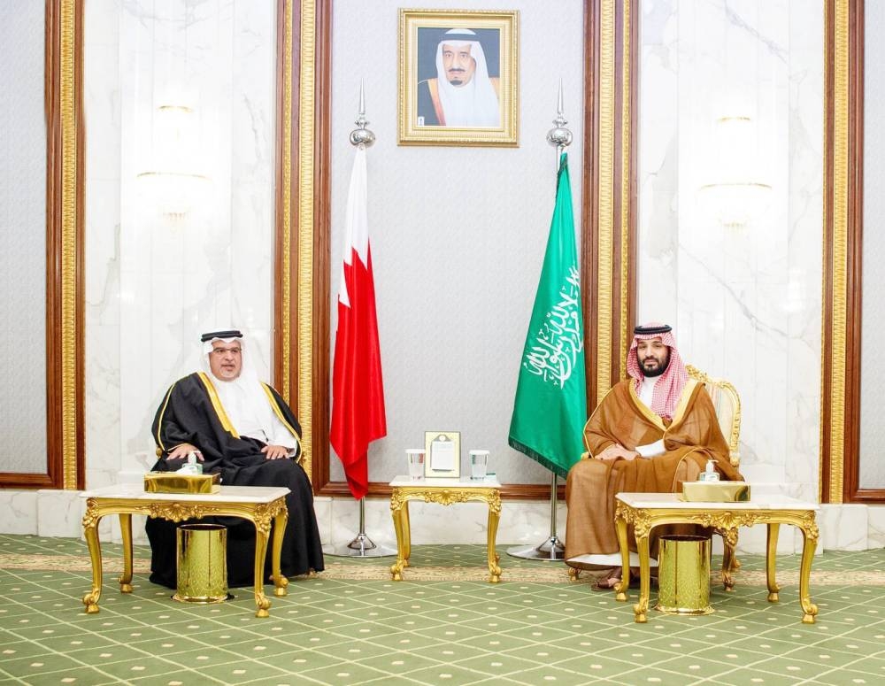 



الأمير محمد بن سلمان يستقبل ولي عهد مملكة البحرين.  (واس)